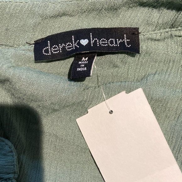 NWT DEREK HEART Green‎ Boho Shirt (L) - Picture 7 of 9